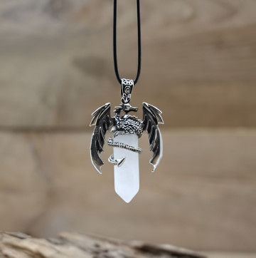 SÁRKÁNYOS KVARC NYAKLÁNC-WHITE CRYSTAL