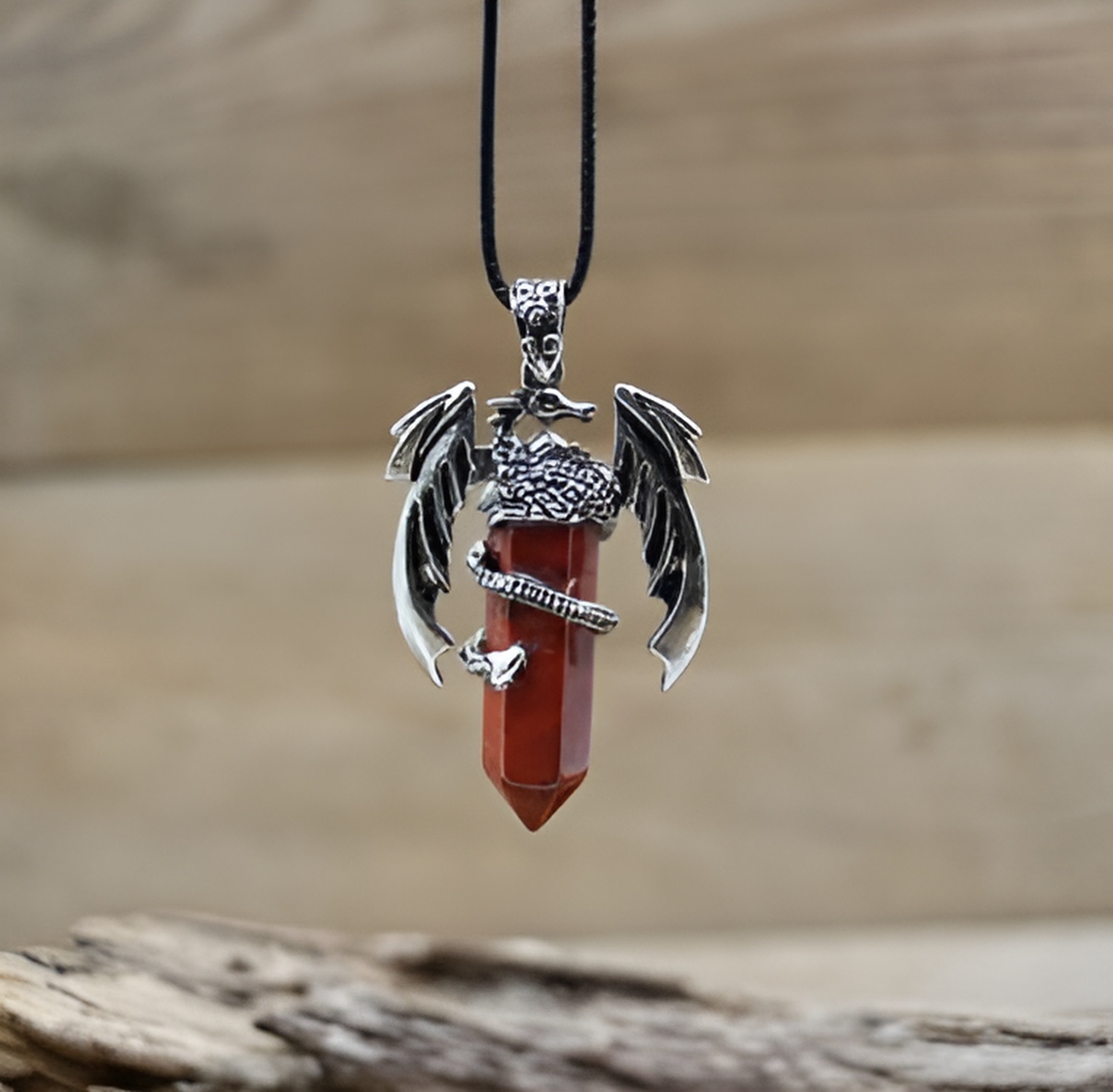 SÁRKÁNYOS KVARC NYAKLÁNC-RED JASPER