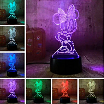 3D USB LED LÁMPA-MINNIE 7 SZÍNVÁLTÓS