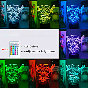 3D USB LED ÉJSZAKAI LÁMPA-MINECRAFT 16 SZÍNVÁLTÓS TÁVIRÁNYÍTÓVAL