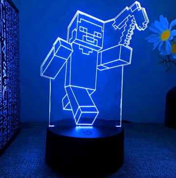 3D USB LED ÉJSZAKAI LÁMPA-MINECRAFT KARD 16 SZÍNVÁLTÓS TÁVIRÁNYÍTÓVAL