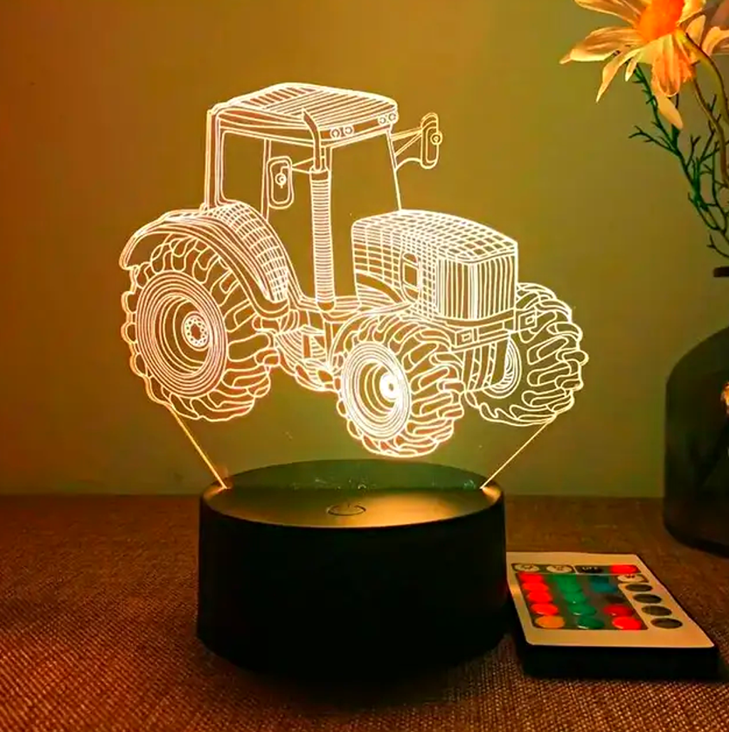 TRAKTOR 3D USB LED LÁMPA 16 SZÍNVÁLTÓS TÁVIRÁNYÍTÓVAL