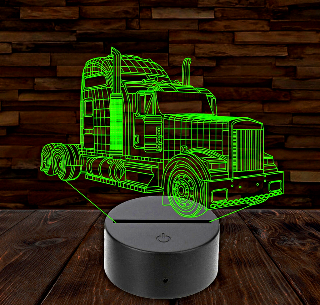 AMERIKAI CSŐRÖS KAMION 3D USB LED LÁMPA 16 SZÍNVÁLTÓS TÁVIRÁNYÍTÓVAL