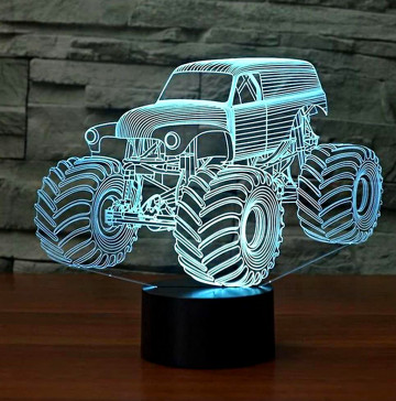 MONSTER TRUCK 3D USB LED LÁMPA 16 SZÍNVÁLTÓS TÁVIRÁNYÍTÓVAL