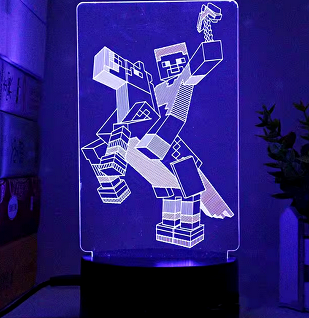 3D USB ÉJSZAKAI LÁMPA MINECRAFT LOVAG 16 SZÍNVÁLTÓS TÁVIRÁNYÍTÓVAL