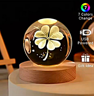 3D KRISTÁLYGÖMB 7 SZÍNVÁLTÓS LED USB ÉJJELI LÁMPA LÓHERE