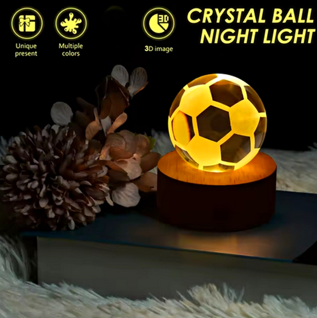 3D KRISTÁLYGÖMB 7 SZÍNVÁLTÓS LED USB ÉJJELI LÁMPA FOCILABDA