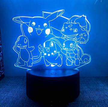 3D POKÉMON USB LED ÉJSZAKAI LÁMPA 16 SZÍNVÁLTÓS TÁVIRÁNYÍTÓVAL